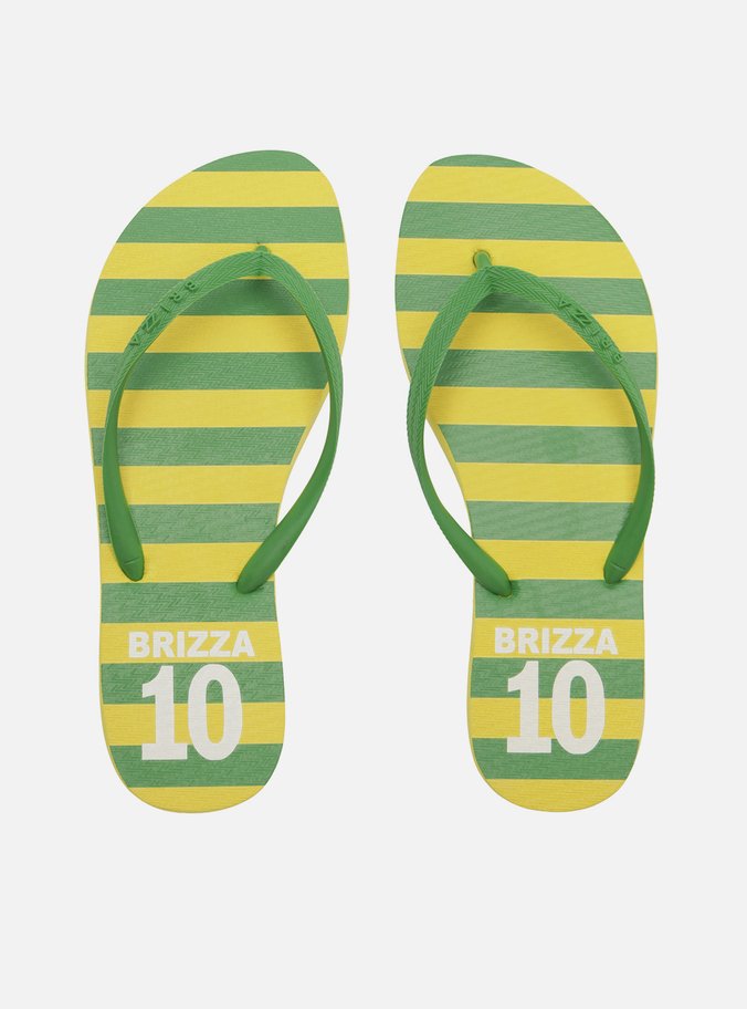 Chinelo de Dedo Verde Plataforma Listrado Brizza