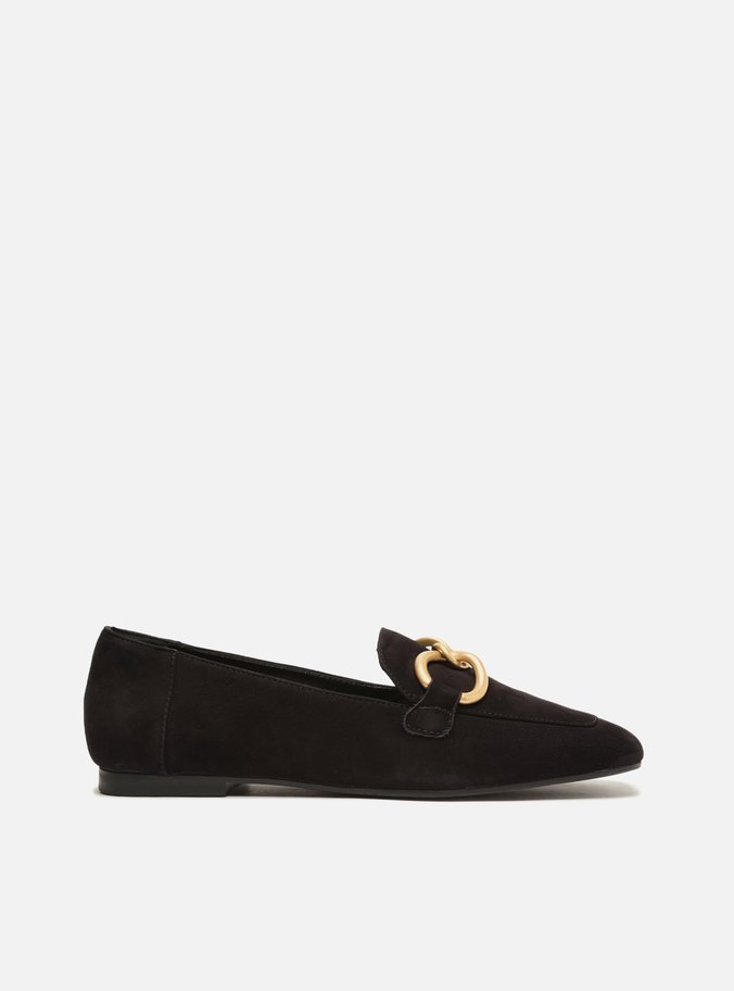 Mocassim Preto Nobuck Bico Quadrado Elos