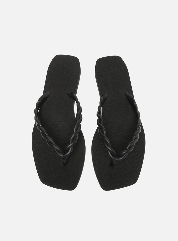 Chinelo Bico Quadrado Trançado Preto Brizza Plural
