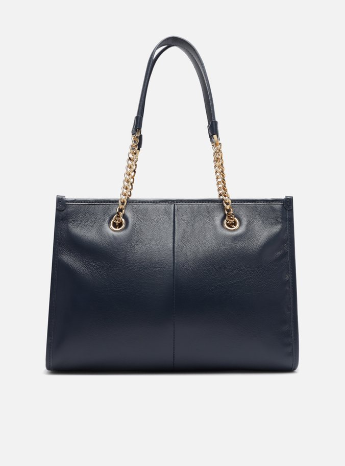 Bolsa Shopping Azul Couro Grande Matelassê