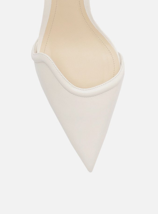 Scarpin Branco Couro Salto Kitten Recorte Curvo