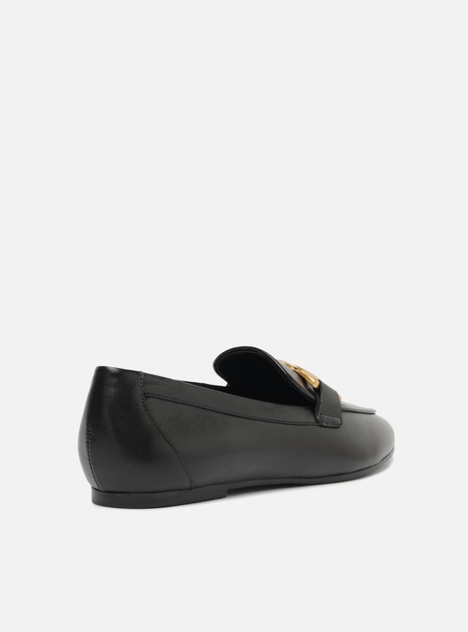Mocassim Preto Couro Metal Trança