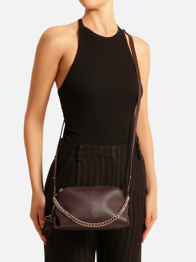 Bolsa Tote Marrom Pequena Tag Corrente
