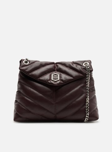Bolsa Tiracolo Bordô Couro Matelassê Grande