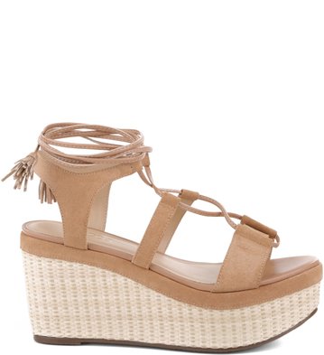 Flatform Lace-up Suede Nude-Rose