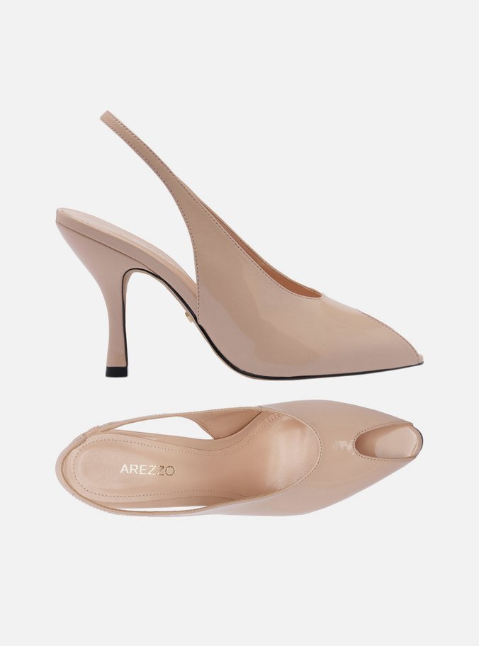 Peep Toe Rosa Verniz Salto Alto Slingback