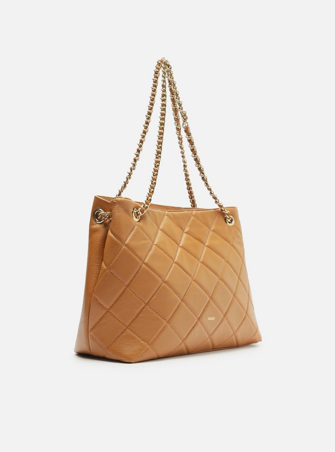 Bolsa Tote Marrom Couro Matelassê Média