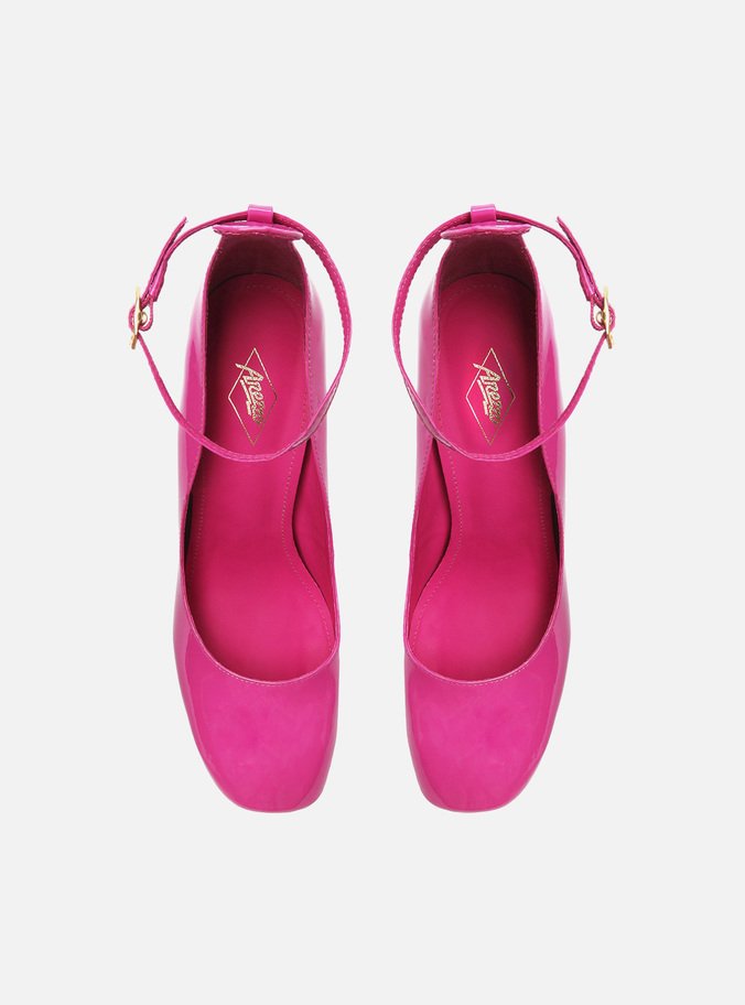 Scarpin Rosa Verniz Meia Pata Bloco Gilda