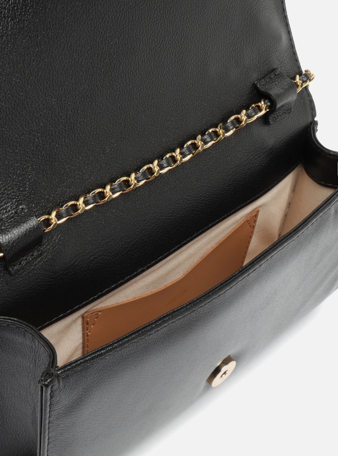 Bolsa Tiracolo Couro Preta Média