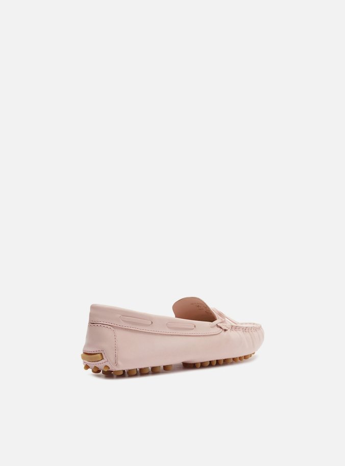 Mocassim Rosa Couro Sola Emborrachada Retrô