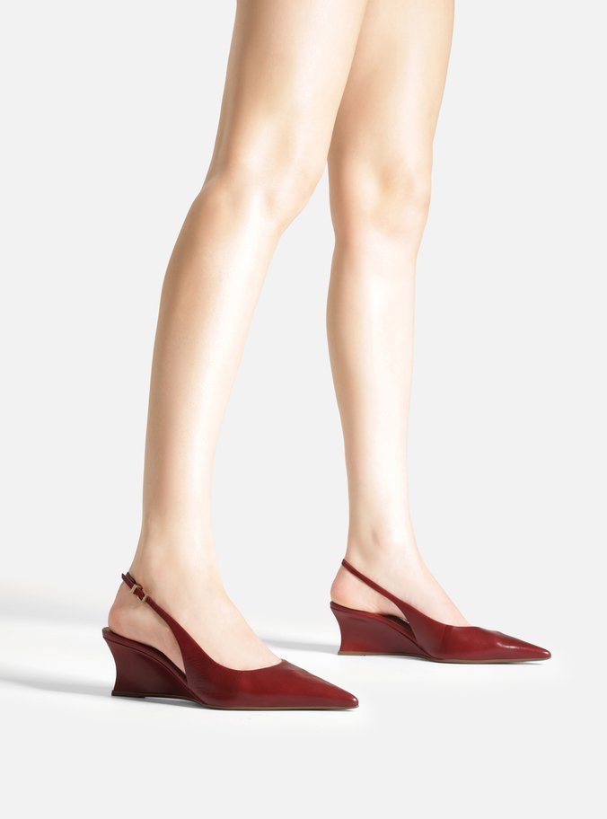 Scarpin Vermelho Couro Anabela Slingback