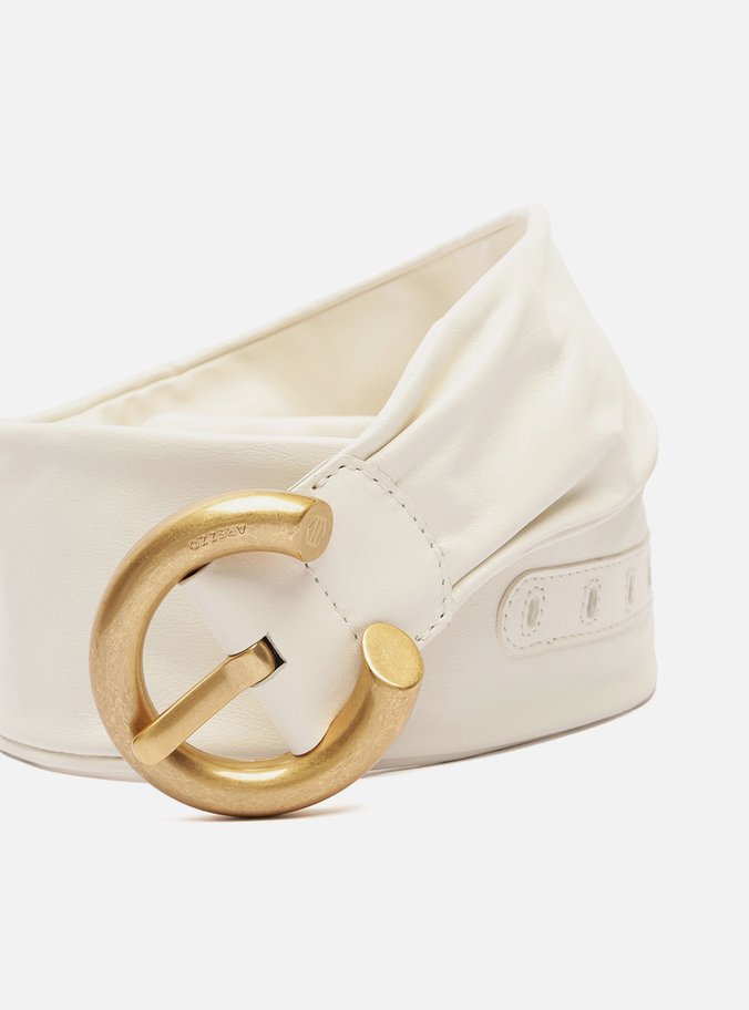 Cinto Branco Couro Soft Fivela Redonda