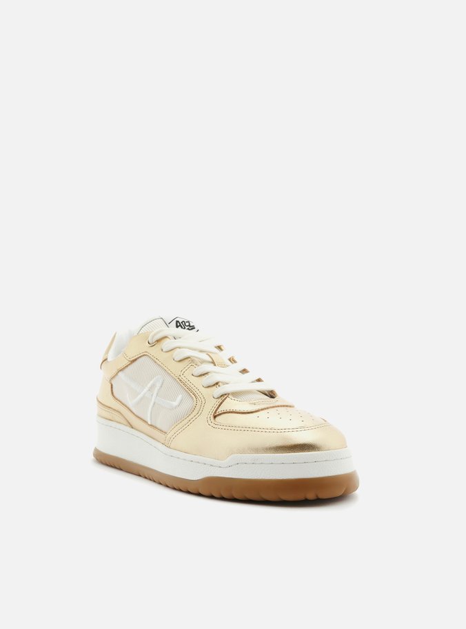 Tênis Branco Couro A Bordado Street Dourado