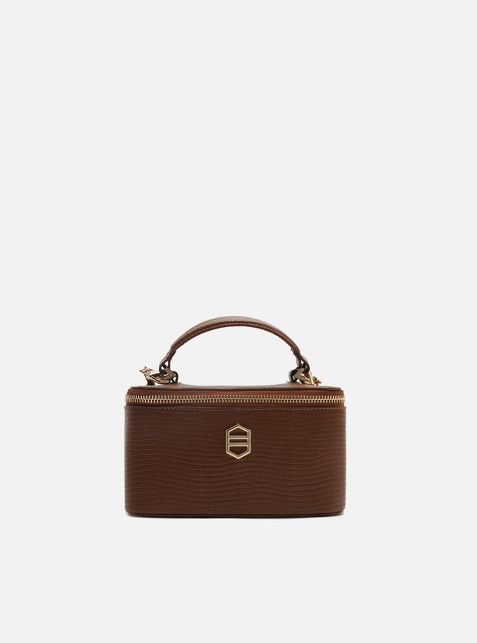 Bolsa Tiracolo Marrom Couro Pequena Croco Corrente
