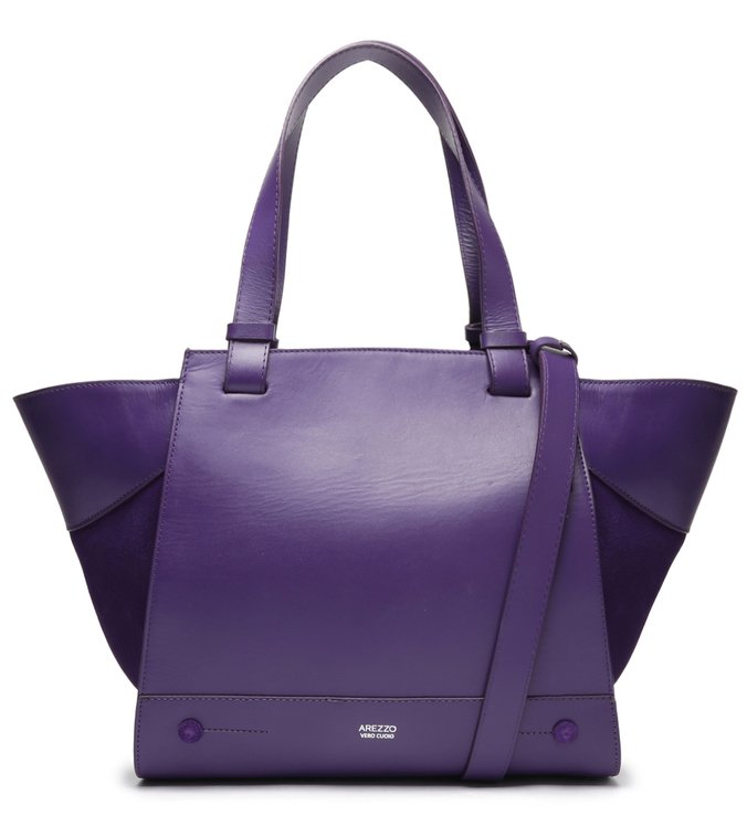 Bolsa Shopping Roxa Couro Luana Grande