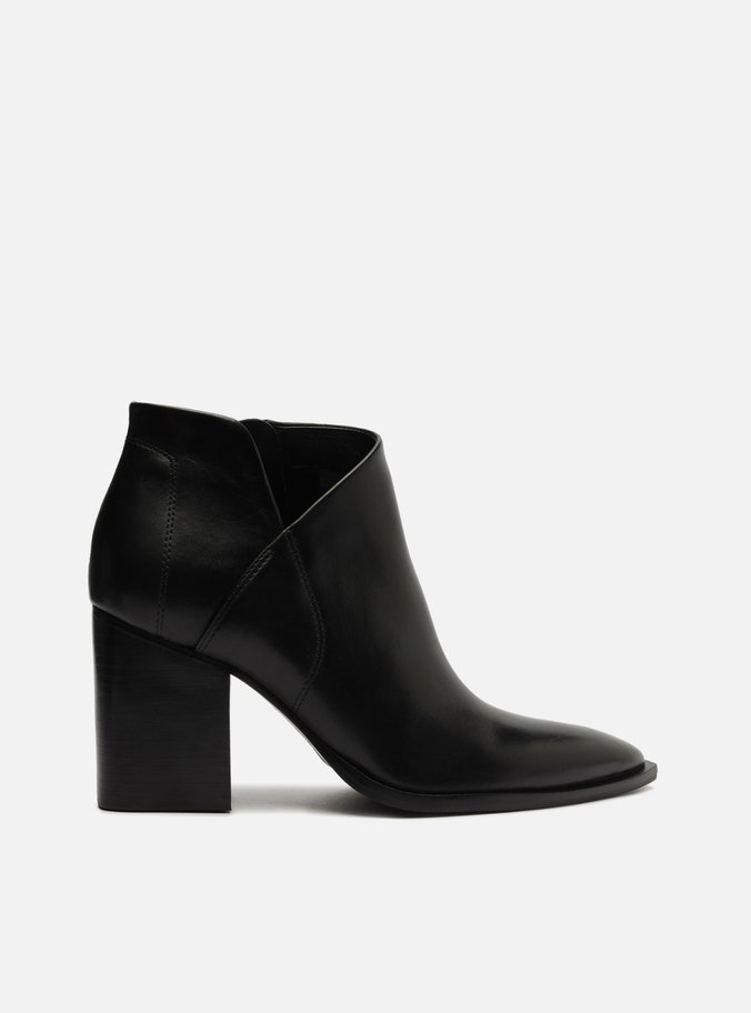 Bota Preta Couro Cano Curto Bloco