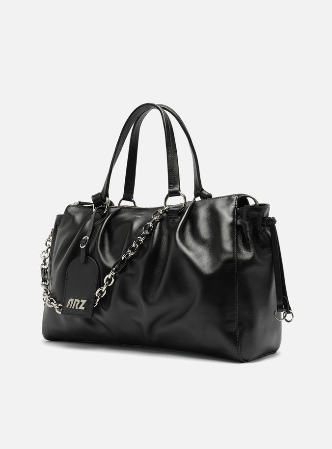 Bolsa Tote Couro Preta Grande