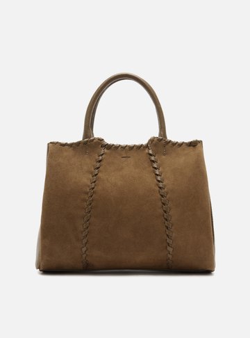 Arezzo — Bolsa Tote Marrom Couro Grande Tressê