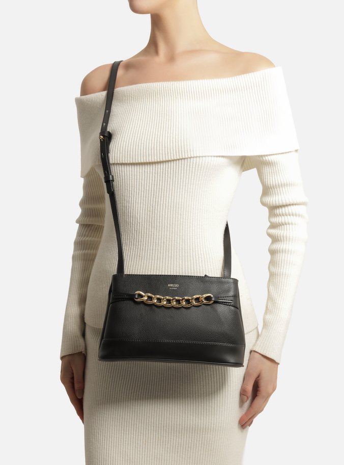 Bolsa Tiracolo Preta Pequena Corrente Frontal