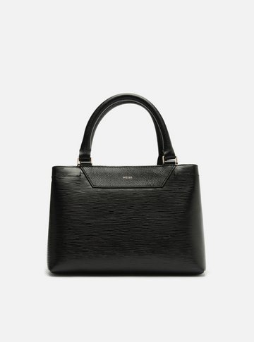 Bolsa Tote Preta Couro Textura Média
