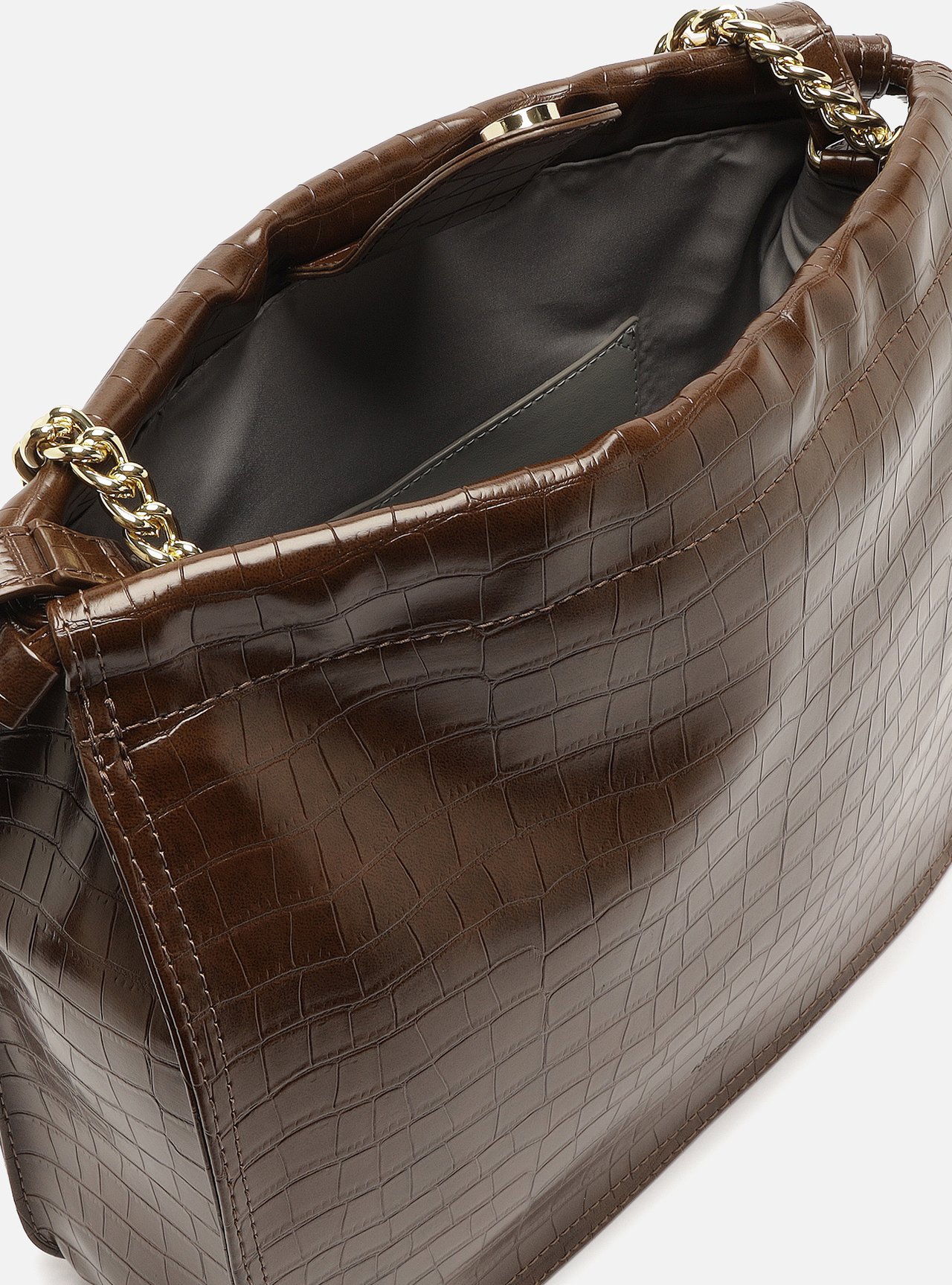 Bolsa Tote Marrom Média Croco Alça — foto 4