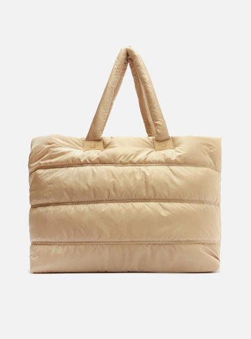Bolsa Shopping Bege Puffer Nylon Sporty Grande