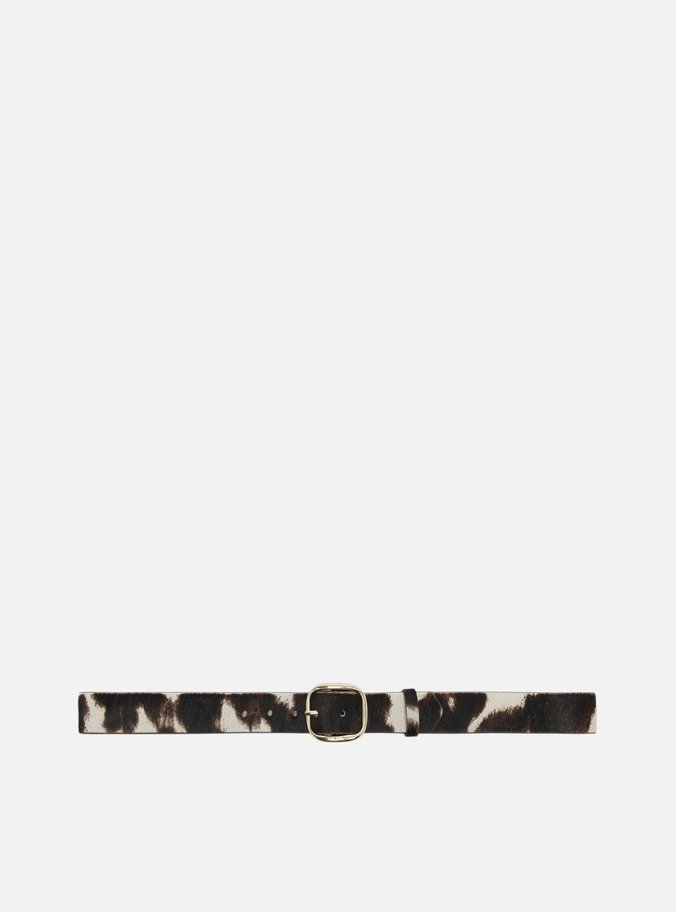 Cinto Animal Print Pelo Largo Fivela Metal