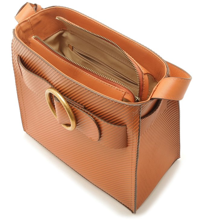 Bolsa Hobo Couro Allegra Stripes Média Argila Real
