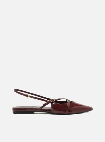 Sapatilha Bordô Verniz Slingback Tiras Fivelas