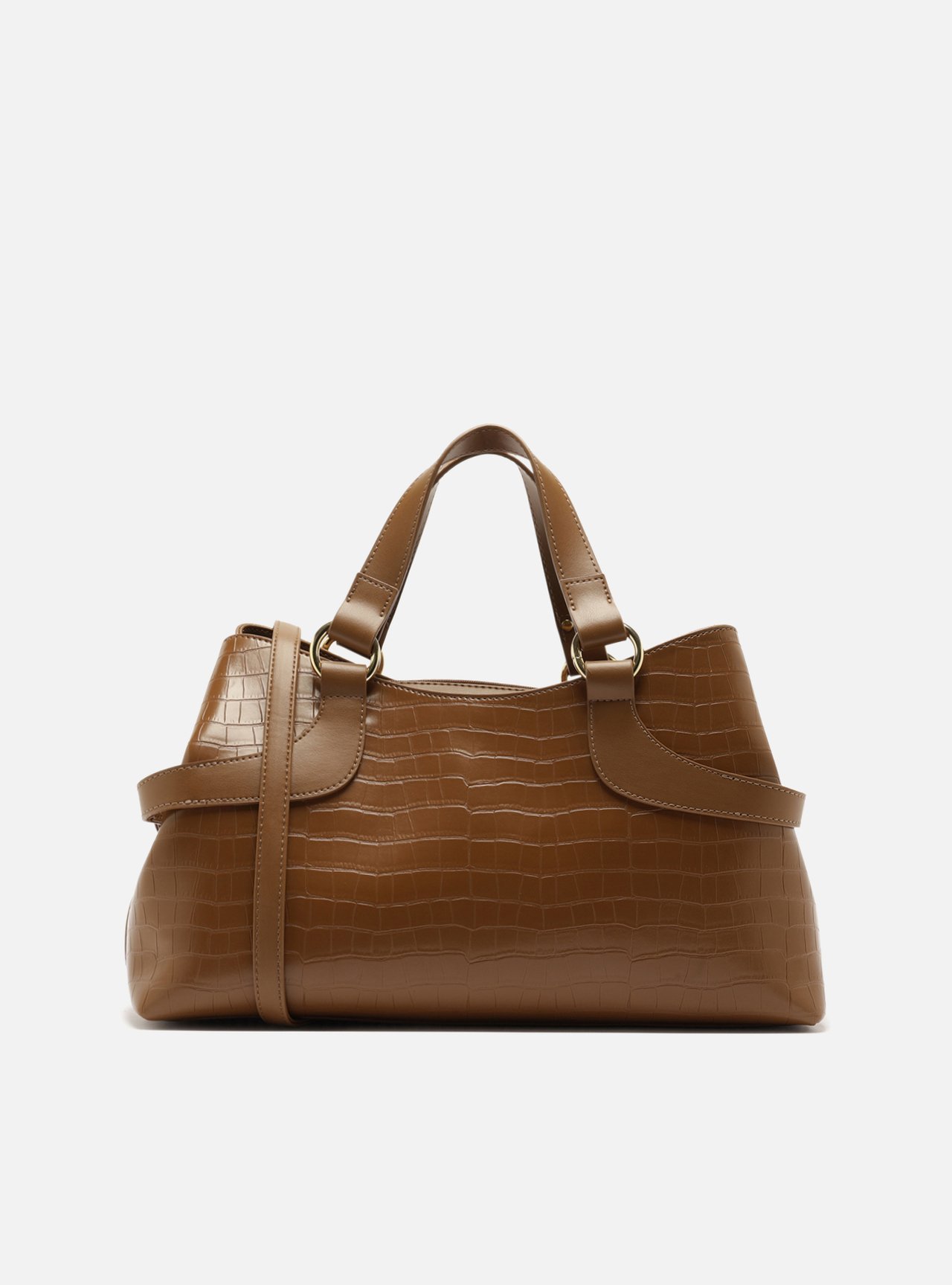 Bolsa Tote Marrom Grande Textura Croco — foto 3