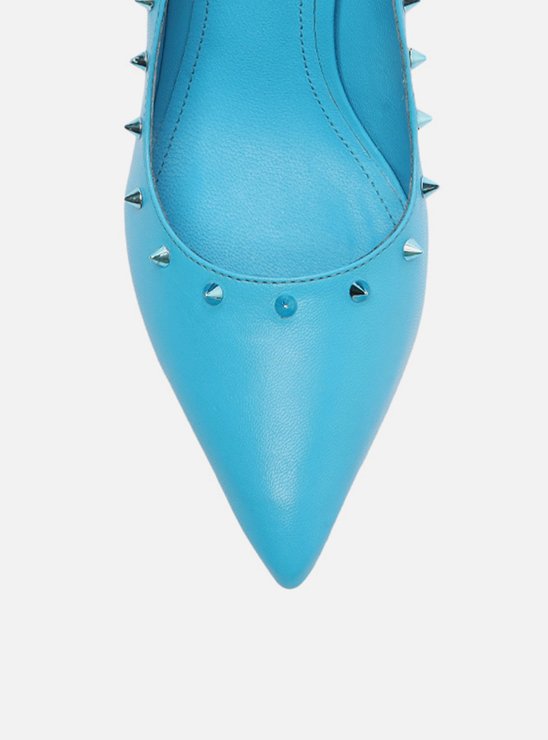 Scarpin Azul Couro Salto Fino