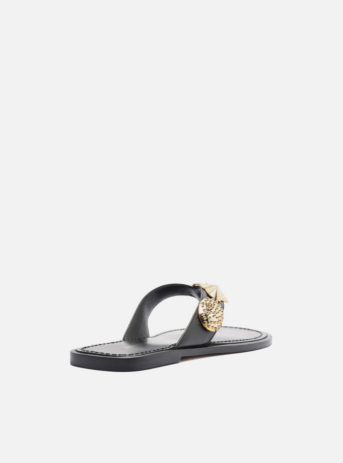 Rasteira Preta Flip Flop Metais