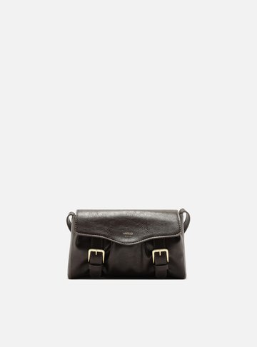 Arezzo — Bolsa Tiracolo Marrom Pequena Fivelas Douradas Franzida