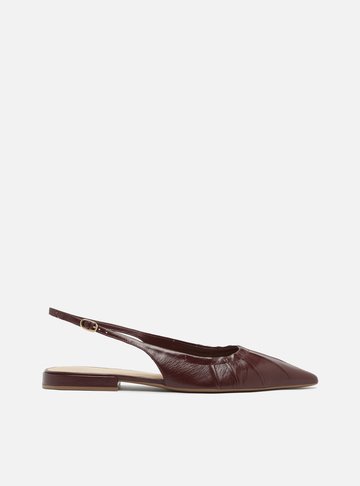 Sapatilha Vermelha Couro Bico Fino Slingback
