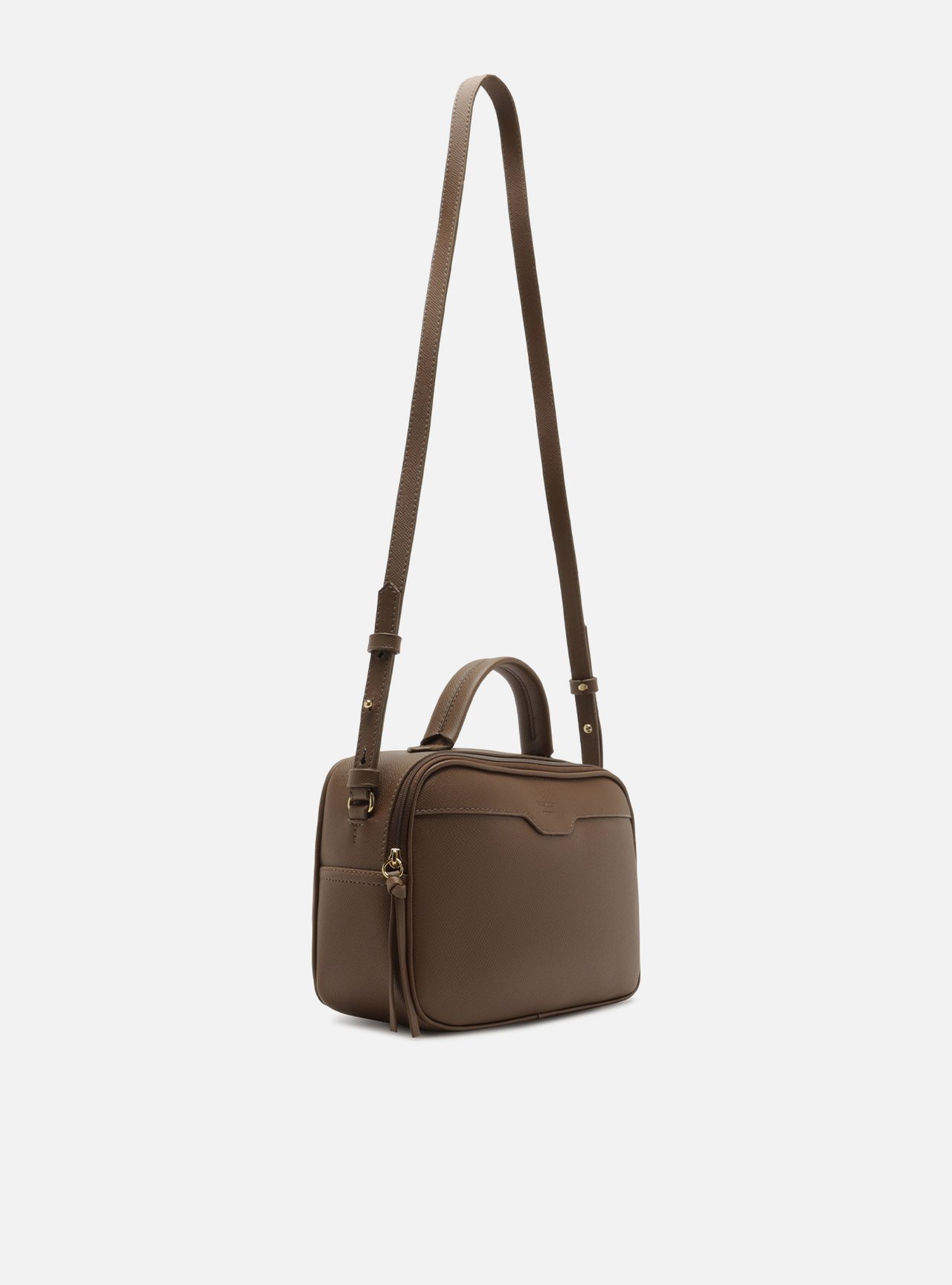 Bolsa Tote Marrom Pequena Granulada Metais — foto 5