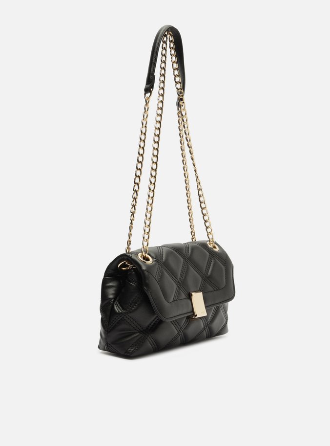 Bolsa Tiracolo Preta Matelassê Pequena Corrente