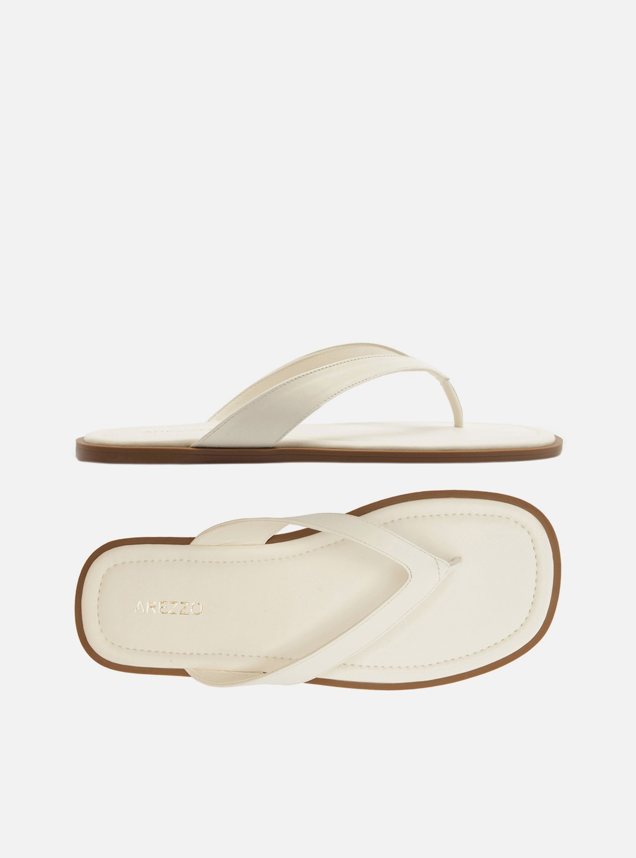 Rasteira Branca Couro Tiras Flip Flop — foto 5
