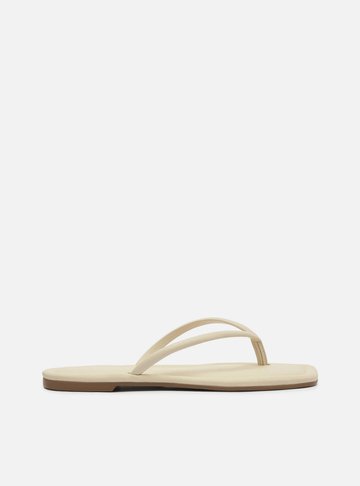 Rasteira Branca Flip Flop Bico Quadrado