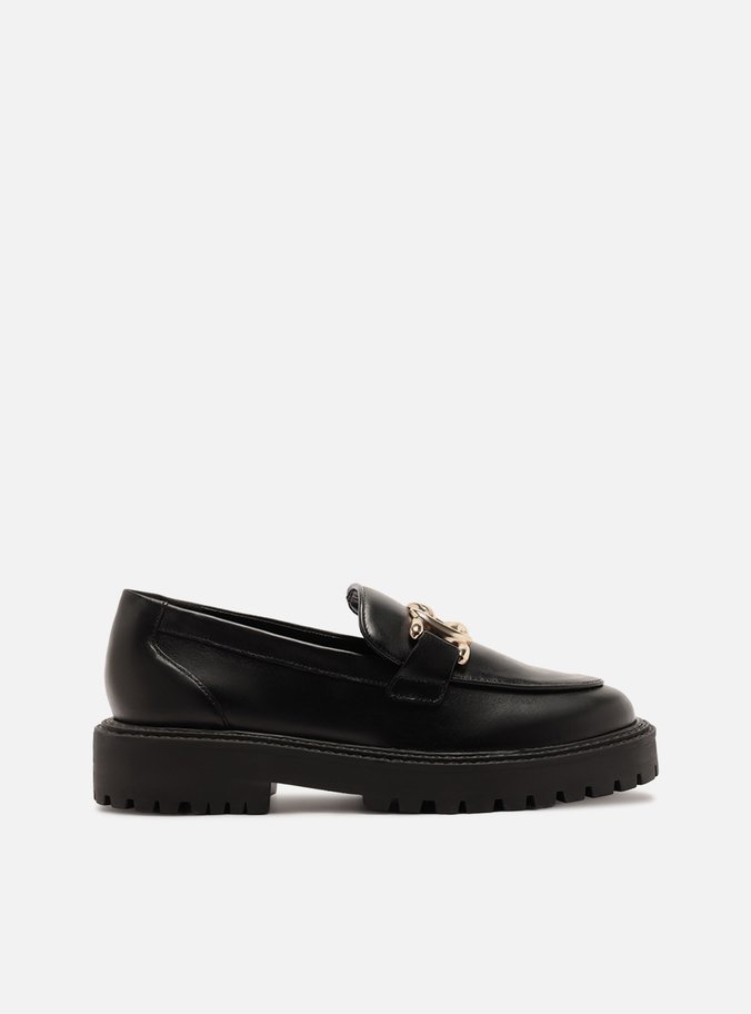 Mocassim Preto Couro Sola Tratorada Metal
