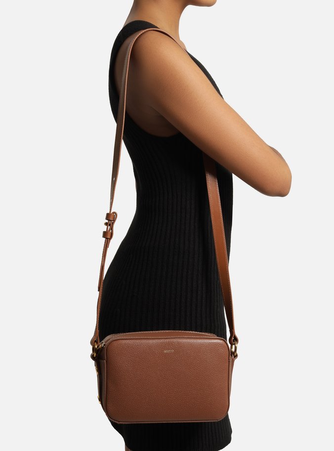 Bolsa Tiracolo Marrom Couro Pequena Estruturada