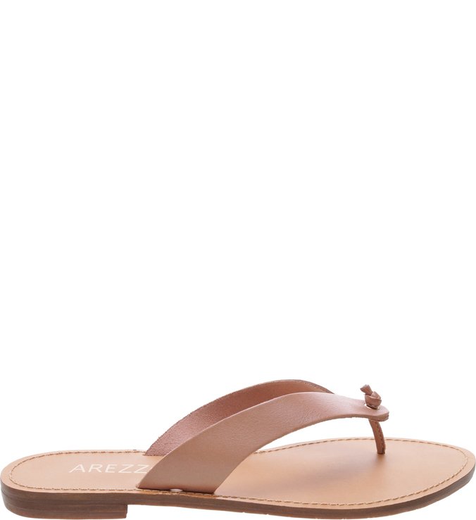 Rasteira Couro Nude-Vintage