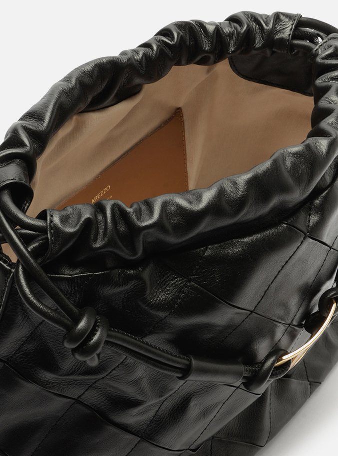 Bolsa Bucket Preta Couro Matelassê Grande