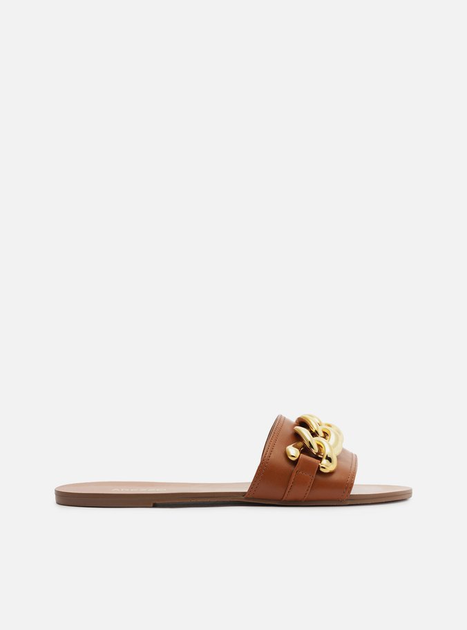 Rasteira Marrom Flat Tira Corrente