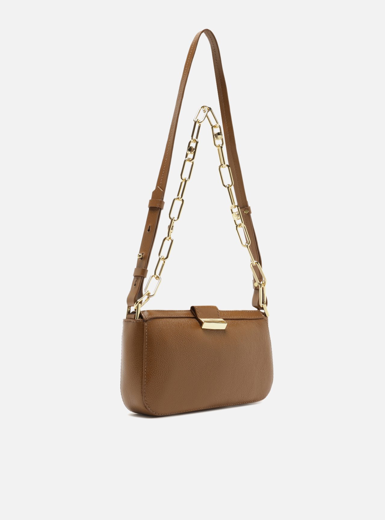 Bolsa Shoulder Marrom Couro Média Corrente — foto 5