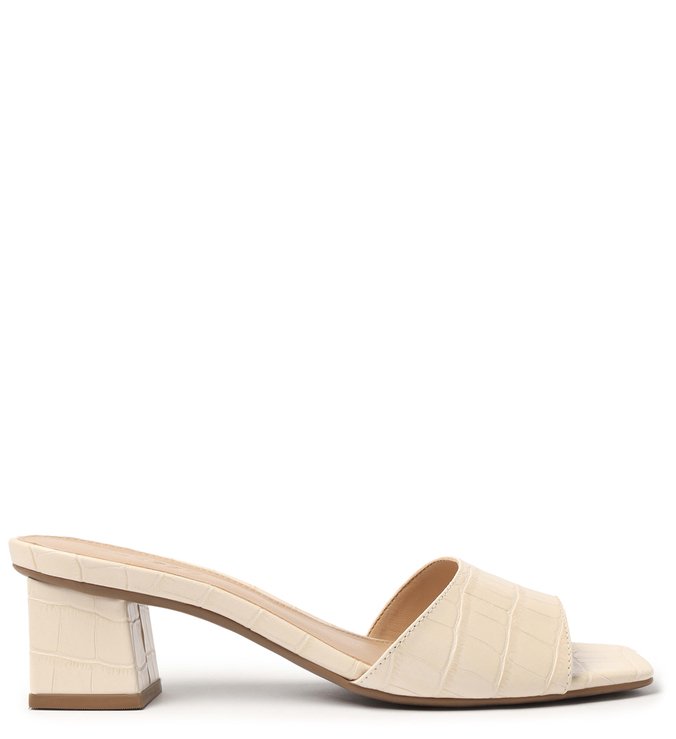 Mule Off-White Croco Salto Bloco