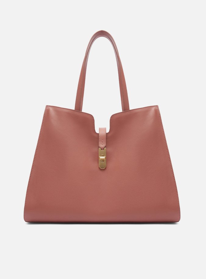 Bolsa Shopping Rosa Blush Couro Grande Encaixe