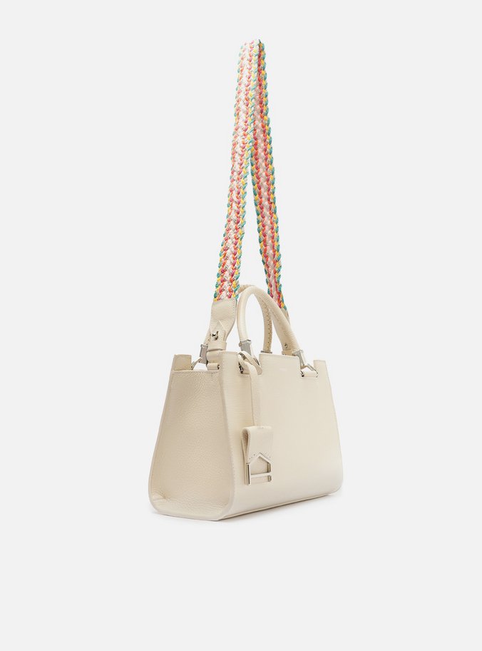 Bolsa Tote Branca Couro Abraccio Média Color