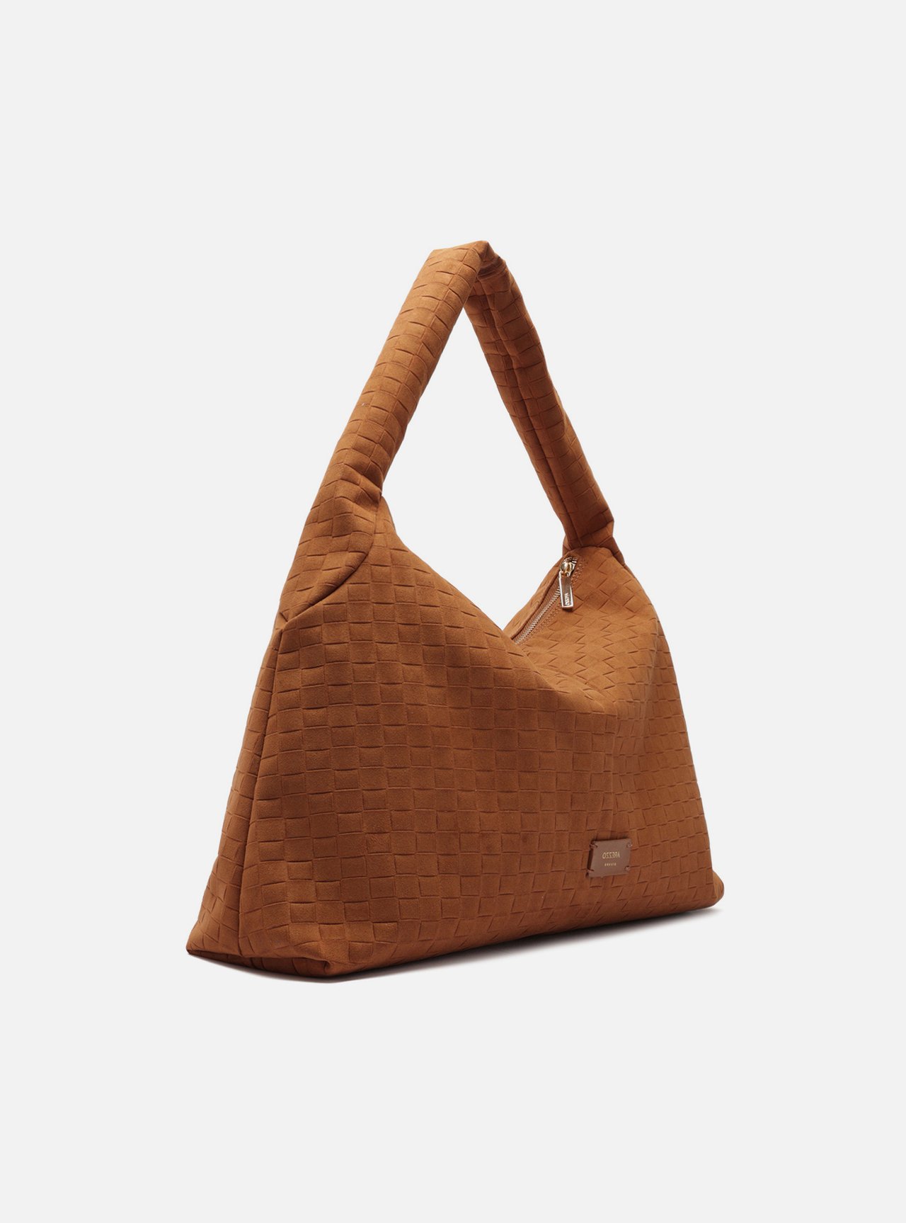 Bolsa Hobo Marrom Camurça Tressê Grande — foto 5
