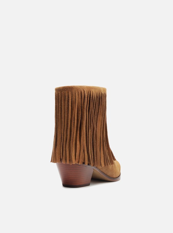 Bota Marrom Acamurçada Cano Curto Western Franjas