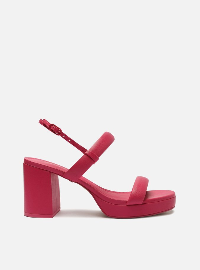 Sandália Rosa Couro Meia-Pata Tiras